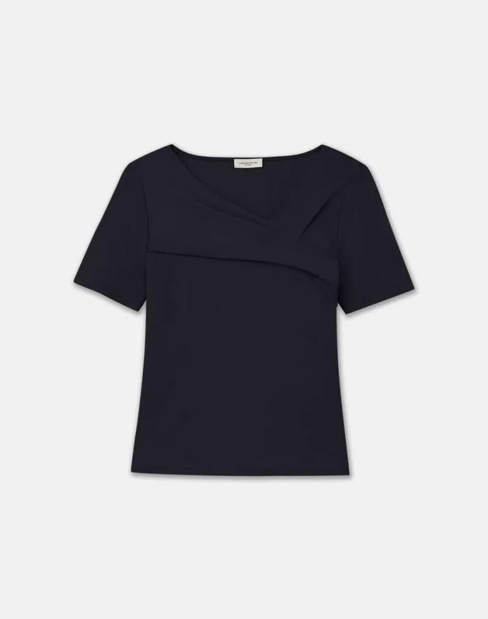 Ready To Wear Cotton Rib Twisted VNeck Tee Black Lafayette 148 New York Tops and Tees Ready To Wear Cotton Rib Twisted VNeck Tee Black Lafayette 148 New York Tops and Tees