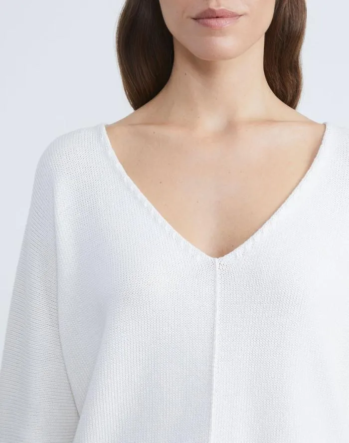 Ready To Wear CottonSilk Tape Wide VNeck Dolman Sweater Black Lafayette 148 New York Sweaters and Knits