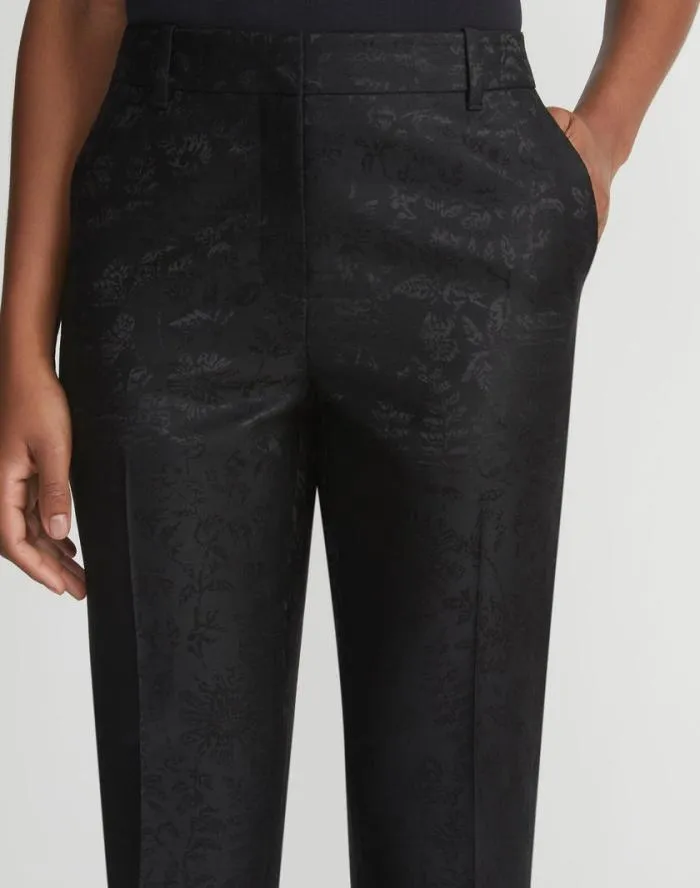 Ready To Wear Flora Bloom Jacquard WoolSilk Clinton Ankle Pant Black Lafayette 148 New York Pants and Shorts