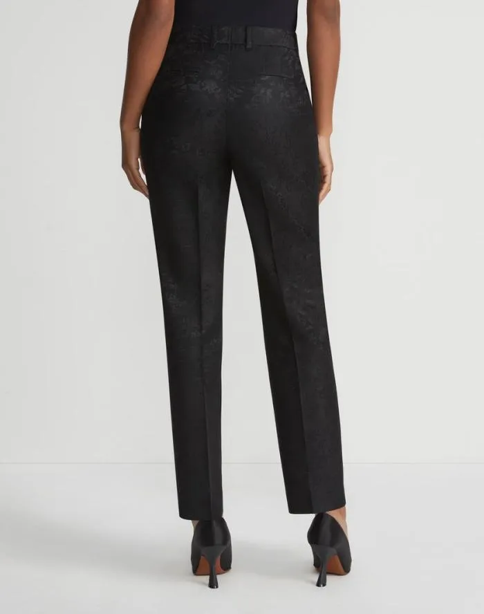 Ready To Wear Flora Bloom Jacquard WoolSilk Clinton Ankle Pant Black Lafayette 148 New York Pants and Shorts