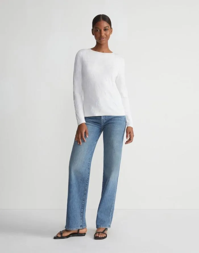 Ready To Wear Flora Jacquard Responsible Fine Gauge MerinoViscose Sweater Cloud Lafayette 148 New York Sweaters and Knits