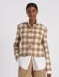 Ready To Wear Gingham Wool Collarless Buttoned Jacket Camel Multi Lafayette 148 New York Jackets and Blazers