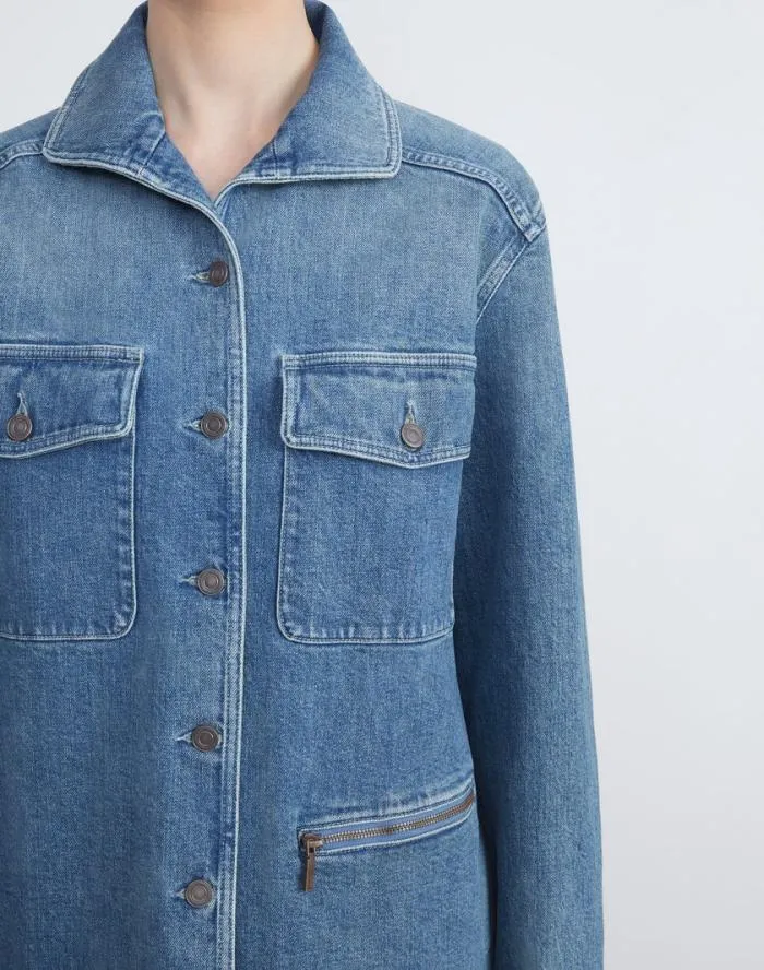 Ready To Wear L148 Denim Chore Jacket Faded Skyline Lafayette 148 New York Jackets and Blazers