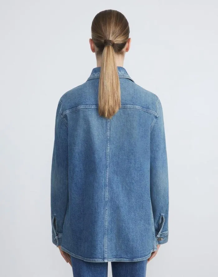 Ready To Wear L148 Denim Chore Jacket Faded Skyline Lafayette 148 New York Jackets and Blazers