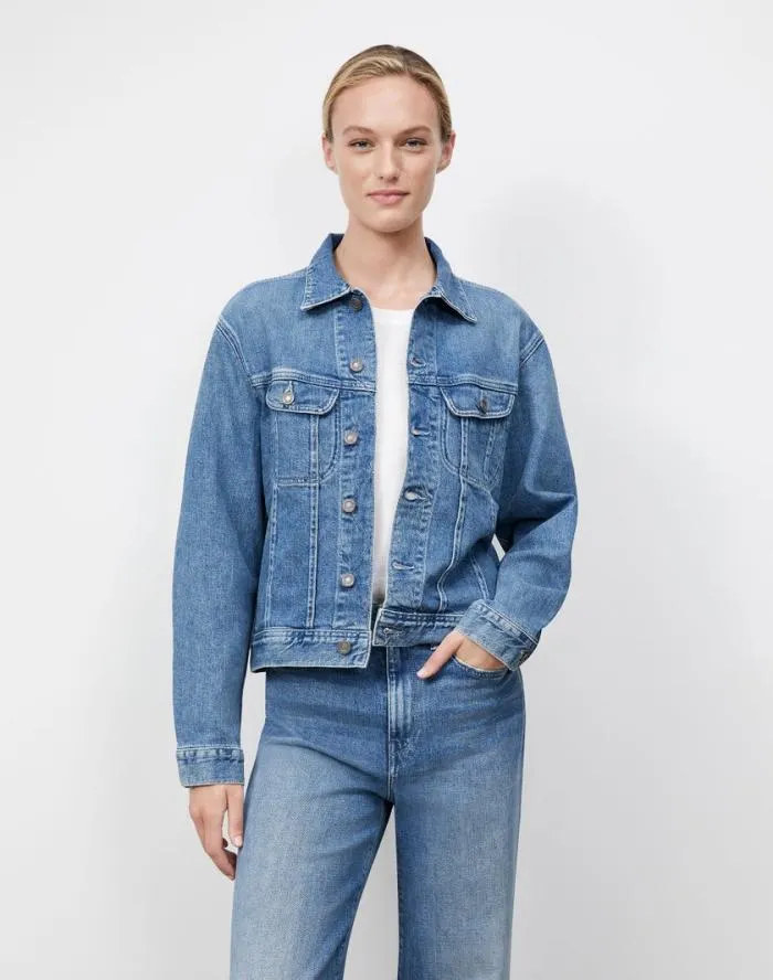 Ready To Wear L148 Denim Jacket Faded Skyline Lafayette 148 New York Jackets and Blazers