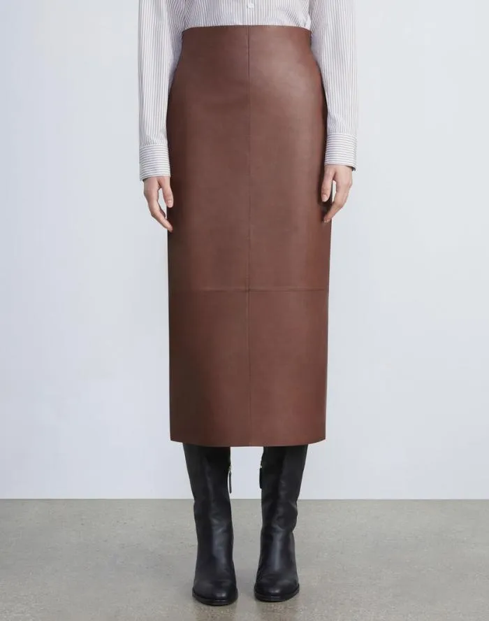Ready To Wear Lambskin Leather Pencil Skirt Russet Lafayette 148 New York Skirts