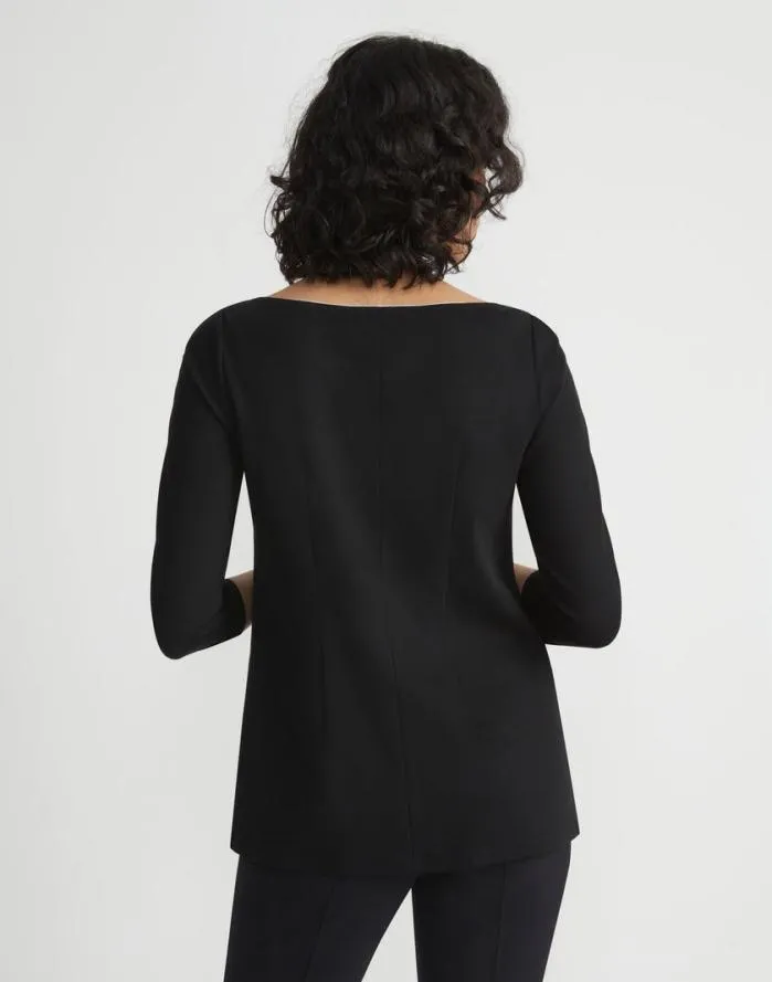 Ready To Wear Lightweight Punto Milano Bateau Neck Top Black Lafayette 148 New York Tops and Tees