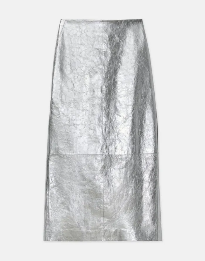 Ready To Wear Metallic Crinkle Leather Pencil Skirt Silver Lafayette 148 New York Skirts Ready To Wear Metallic Crinkle Leather Pencil Skirt Silver Lafayette 148 New York Skirts