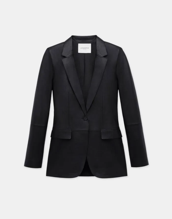 Ready To Wear Nappa Leather Blazer Midnight Blue Lafayette 148 New York Leathers and Suedes Ready To Wear Nappa Leather Blazer Midnight Blue Lafayette 148 New York Leathers and Suedes