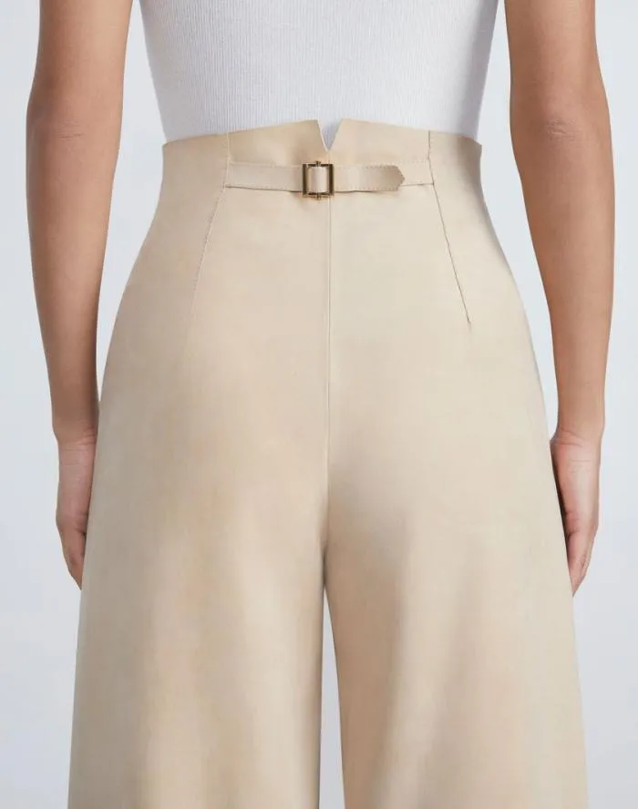 Ready To Wear Paperfine Suede Thames Wide Leg Pant Dune Lafayette 148 New York Pants and Shorts
