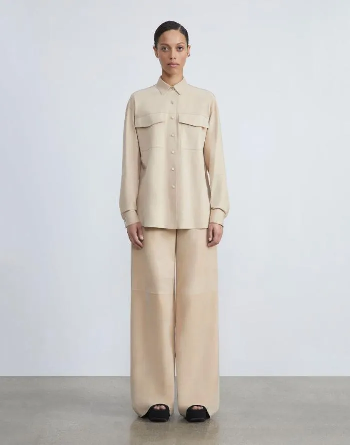 Ready To Wear Paperfine Suede Thames Wide Leg Pant Dune Lafayette 148 New York Pants and Shorts