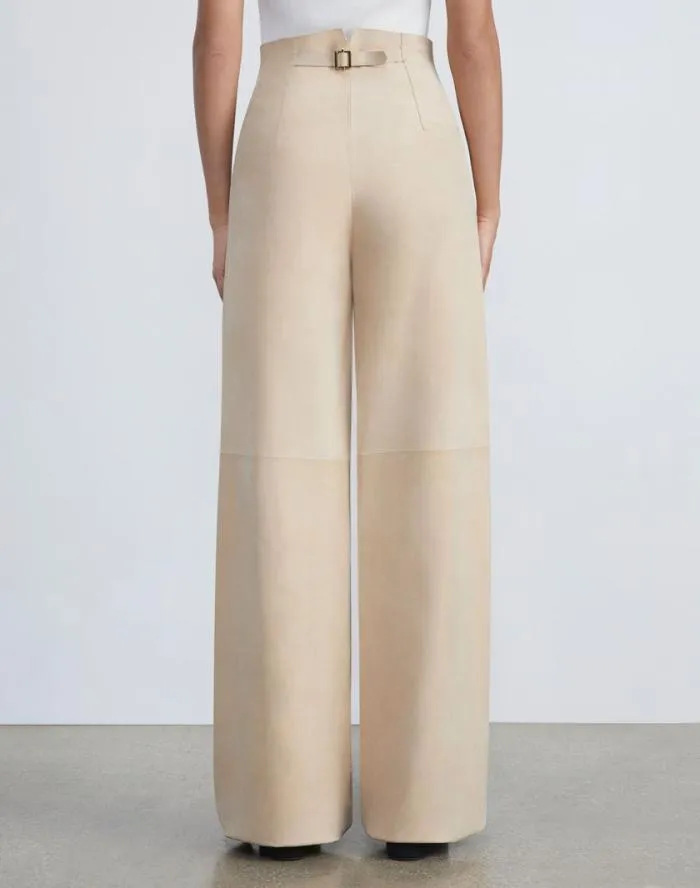 Ready To Wear Paperfine Suede Thames Wide Leg Pant Dune Lafayette 148 New York Pants and Shorts