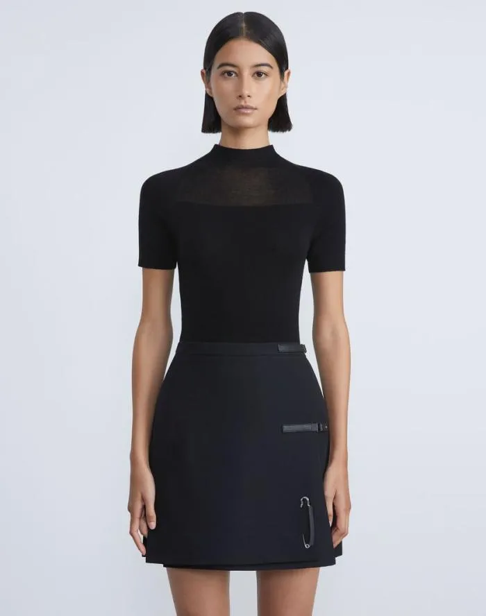 Ready To Wear Responsible Fine Gauge Merino Sheer Sweater Black Lafayette 148 New York Sweaters and Knits