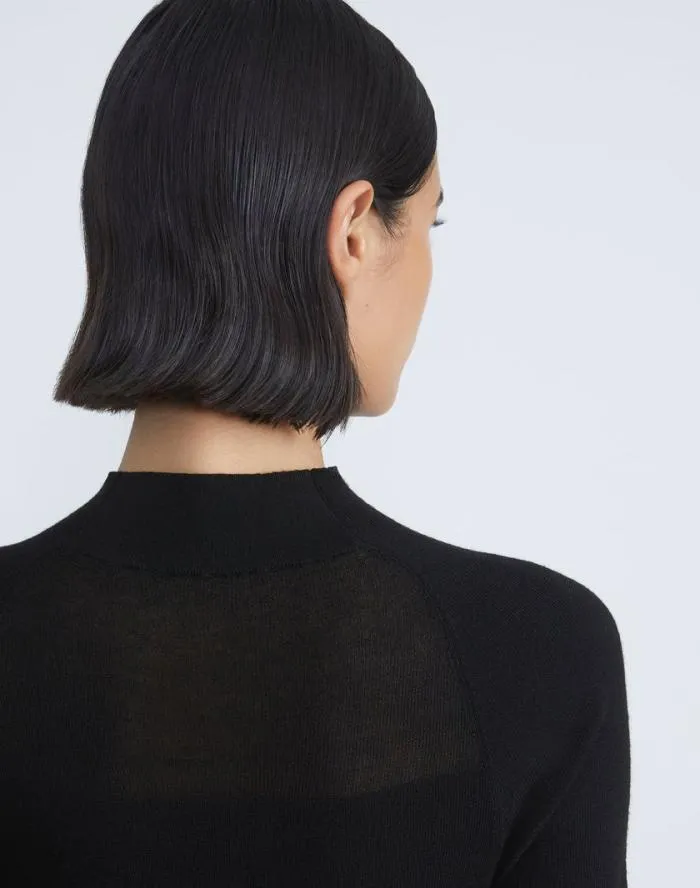 Ready To Wear Responsible Fine Gauge Merino Sheer Sweater Black Lafayette 148 New York Sweaters and Knits