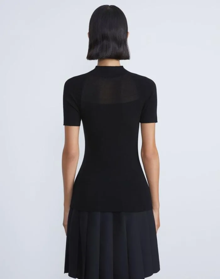 Ready To Wear Responsible Fine Gauge Merino Sheer Sweater Black Lafayette 148 New York Sweaters and Knits