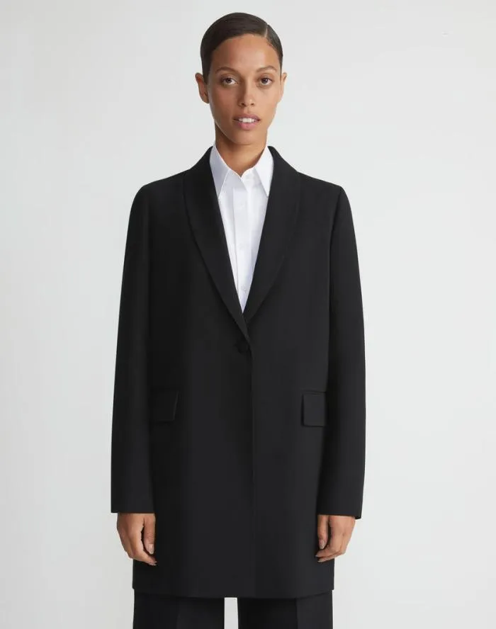 Ready To Wear Responsible Finesse Crepe Shawl Collar Jacket Black Lafayette 148 New York Jackets and Blazers