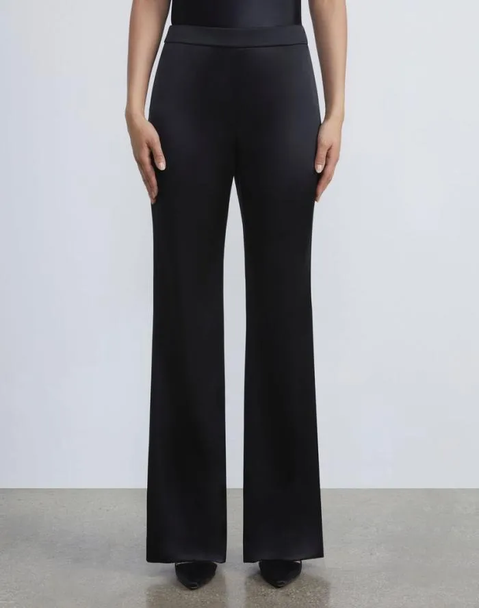 Ready To Wear Satin Gates Side Zip Flared Pant Black Lafayette 148 New York Pants and Shorts