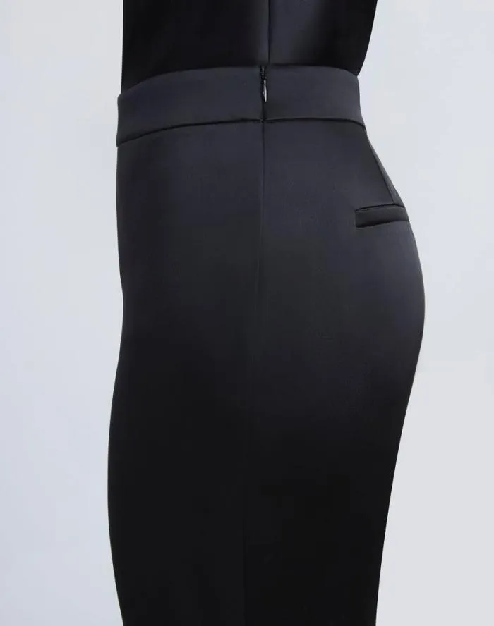 Ready To Wear Satin Gates Side Zip Flared Pant Black Lafayette 148 New York Pants and Shorts