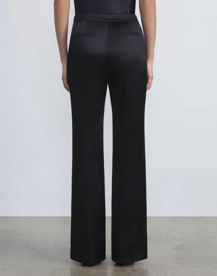 Ready To Wear Satin Gates Side Zip Flared Pant Black Lafayette 148 New York Pants and Shorts