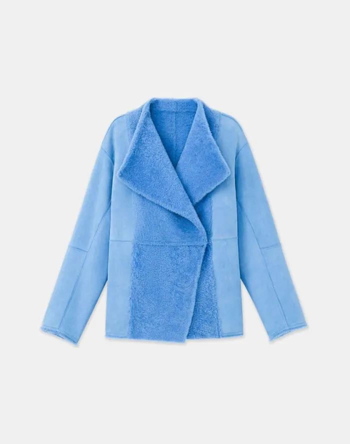 Ready To Wear Shearling Reversible Coat Blue Iris Lafayette 148 New York Leathers and Suedes