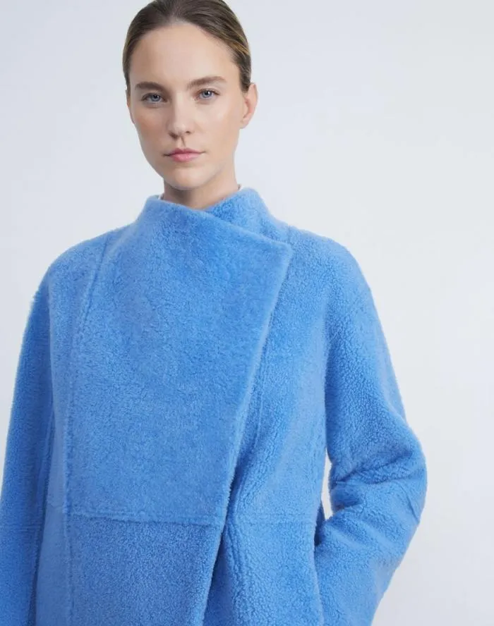 Ready To Wear Shearling Reversible Coat Blue Iris Lafayette 148 New York Leathers and Suedes