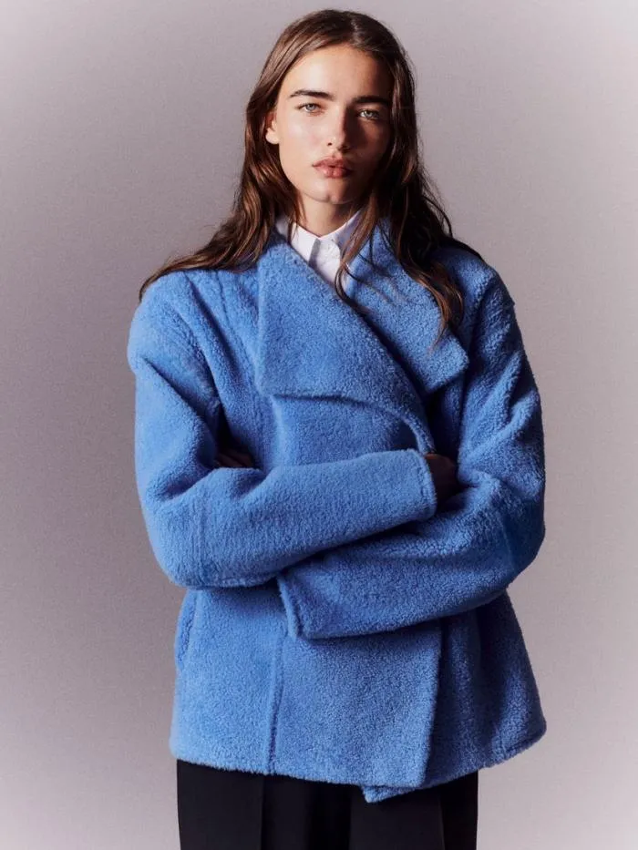 Ready To Wear Shearling Reversible Coat Blue Iris Lafayette 148 New York Leathers and Suedes