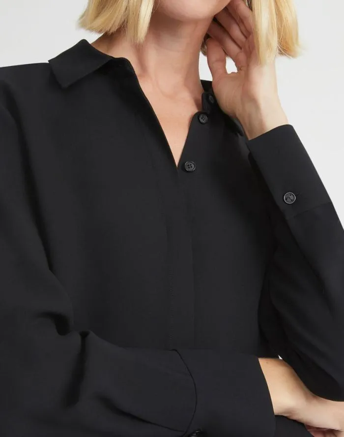 Ready To Wear Silk Georgette Button Blouse Black Lafayette 148 New York Blouses and Shirts