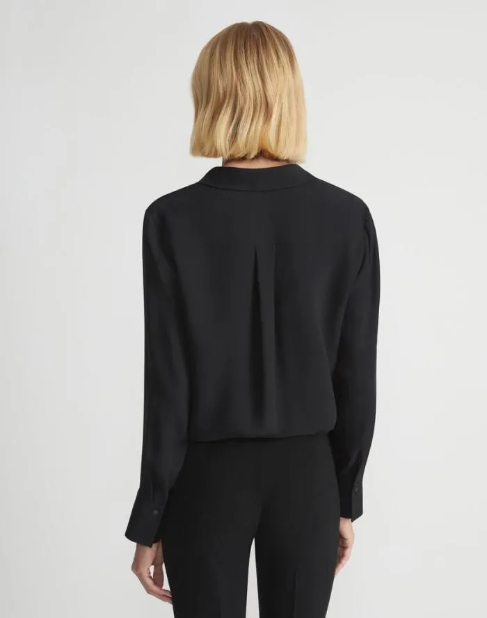 Ready To Wear Silk Georgette Button Blouse Black Lafayette 148 New York Blouses and Shirts