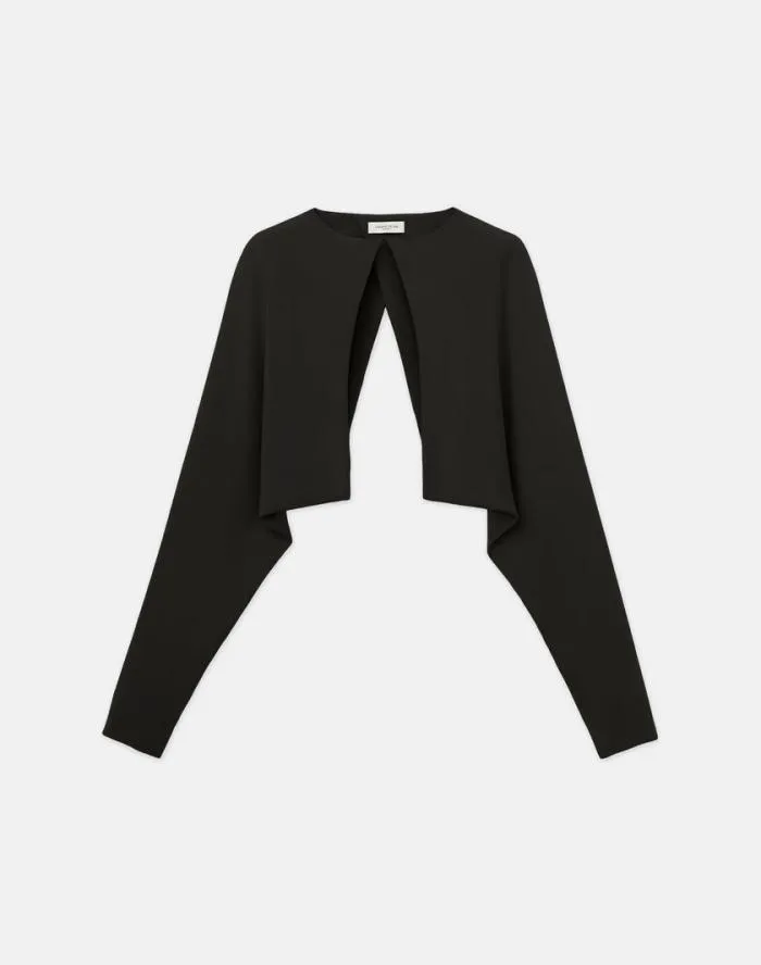 Ready To Wear Silk Stretch Crepe De Chine Cutaway Bolero Black Lafayette 148 New York Jackets and Blazers Ready To Wear Silk Stretch Crepe De Chine Cutaway Bolero Black Lafayette 148 New York Jackets and Blazers