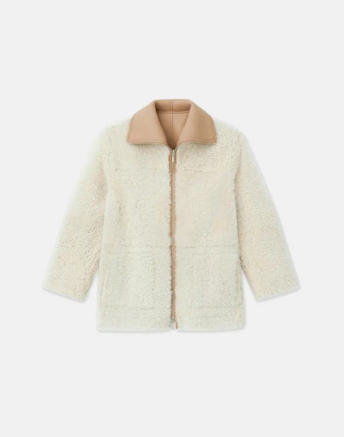Ready To Wear Wavy Lamb Shearling Reversible Coat Camel Lafayette 148 New York Leathers and Suedes Ready To Wear Wavy Lamb Shearling Reversible Coat Camel Lafayette 148 New York Leathers and Suedes