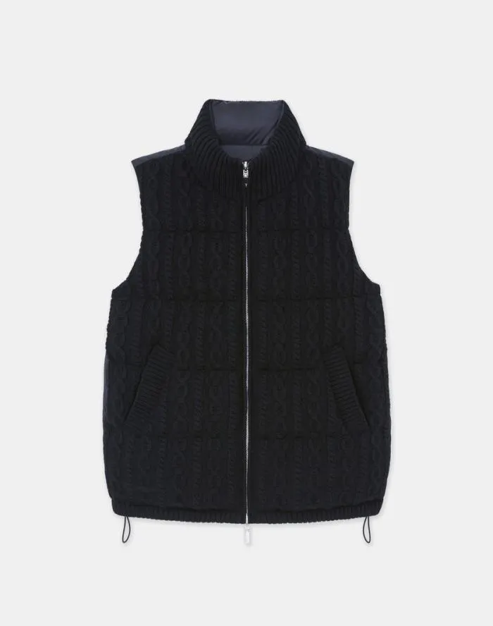 Ready To Wear Wool Knit and Quilted Down Reversible Vest Black Lafayette 148 New York Jackets and Blazers