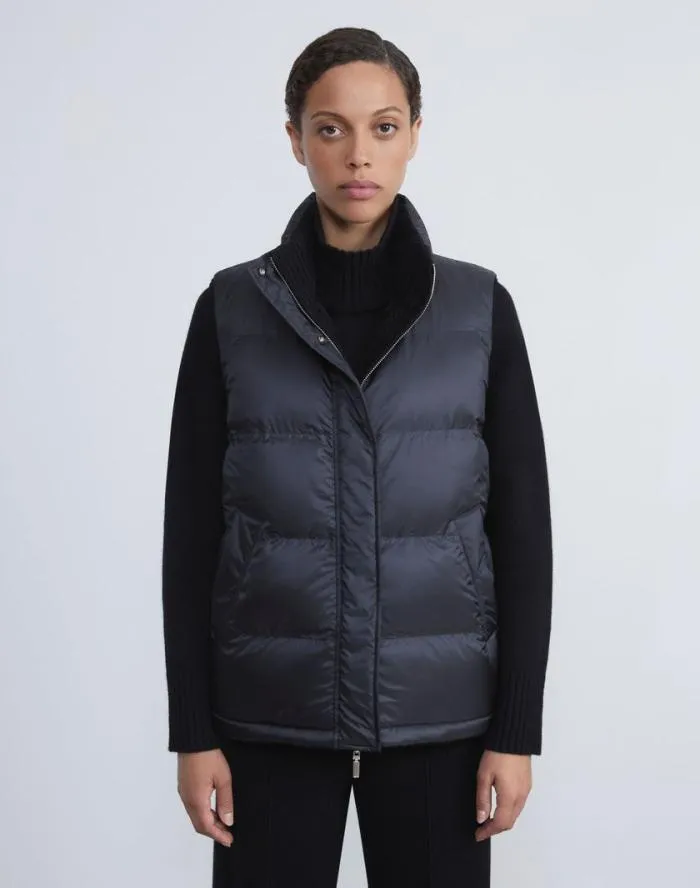 Ready To Wear Wool Knit and Quilted Down Reversible Vest Black Lafayette 148 New York Jackets and Blazers