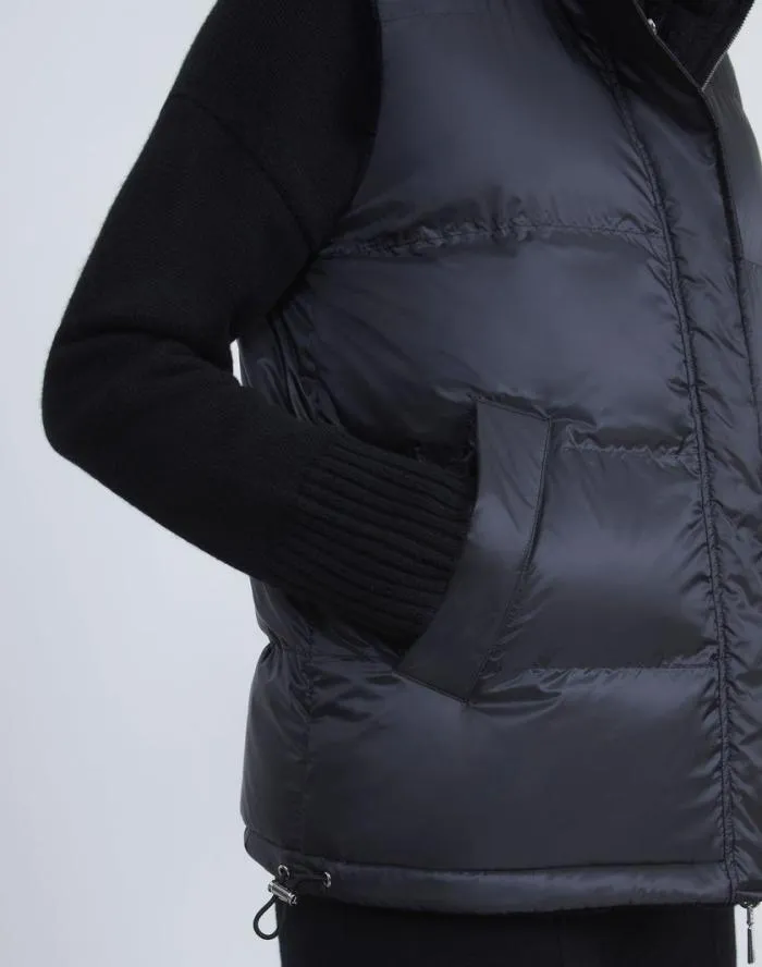 Ready To Wear Wool Knit and Quilted Down Reversible Vest Black Lafayette 148 New York Jackets and Blazers