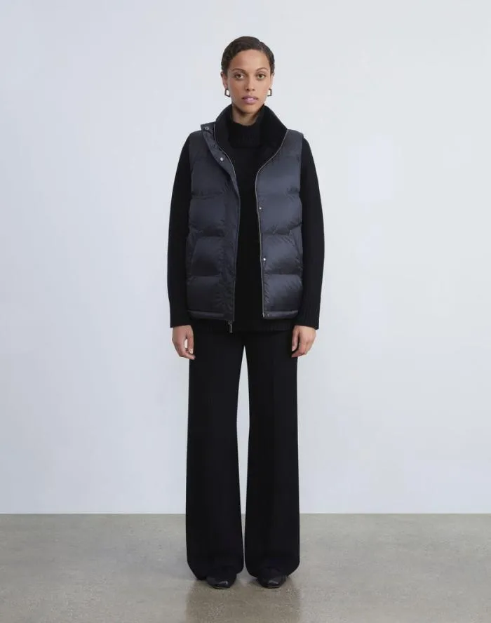 Ready To Wear Wool Knit and Quilted Down Reversible Vest Black Lafayette 148 New York Jackets and Blazers