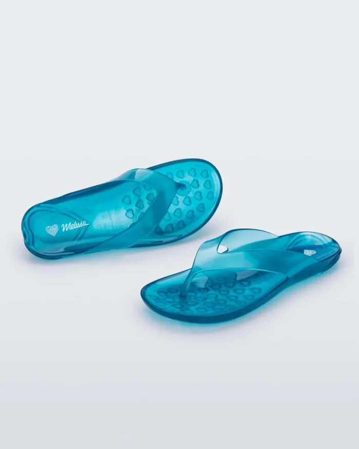 Real Jelly Flip Flop Clear Blue Women Melissa Flip Flops