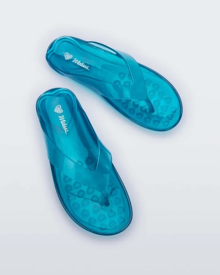 Real Jelly Flip Flop Clear Blue Women Melissa Flip Flops
