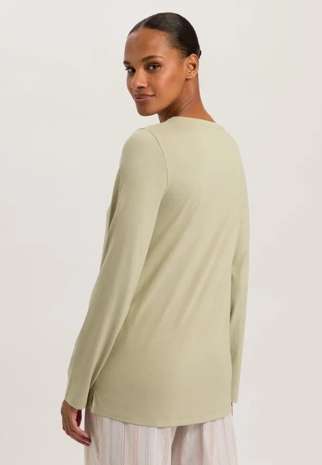 Relaxed Round Neck Top Moss Green Women HANRO Pajama Tops