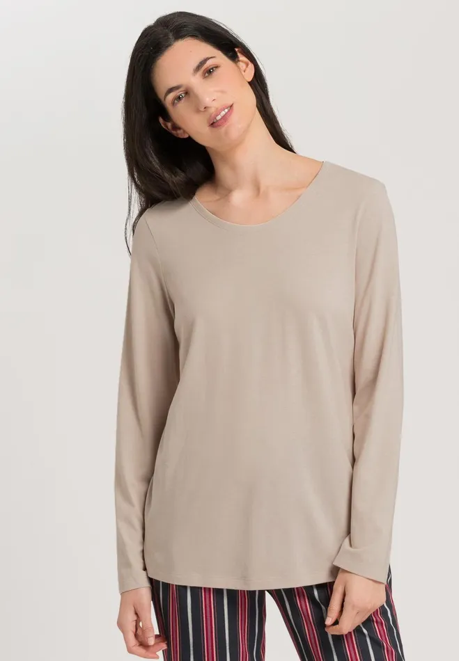 Relaxed Round Neck Top Pumice Women HANRO Pajama Tops
