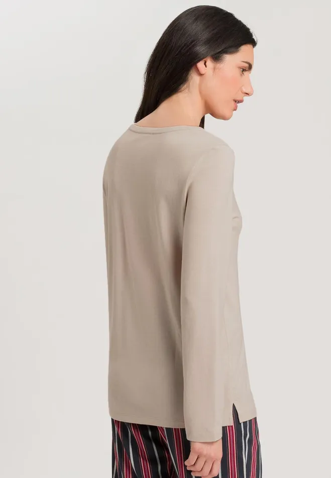 Relaxed Round Neck Top Pumice Women HANRO Pajama Tops
