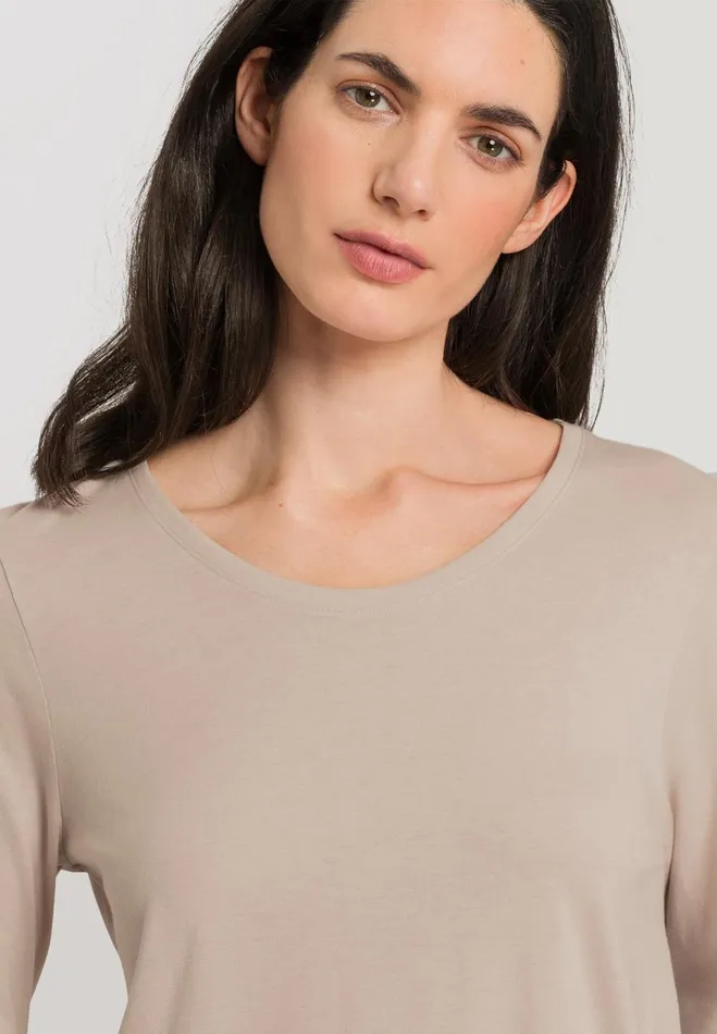 Relaxed Round Neck Top Pumice Women HANRO Pajama Tops