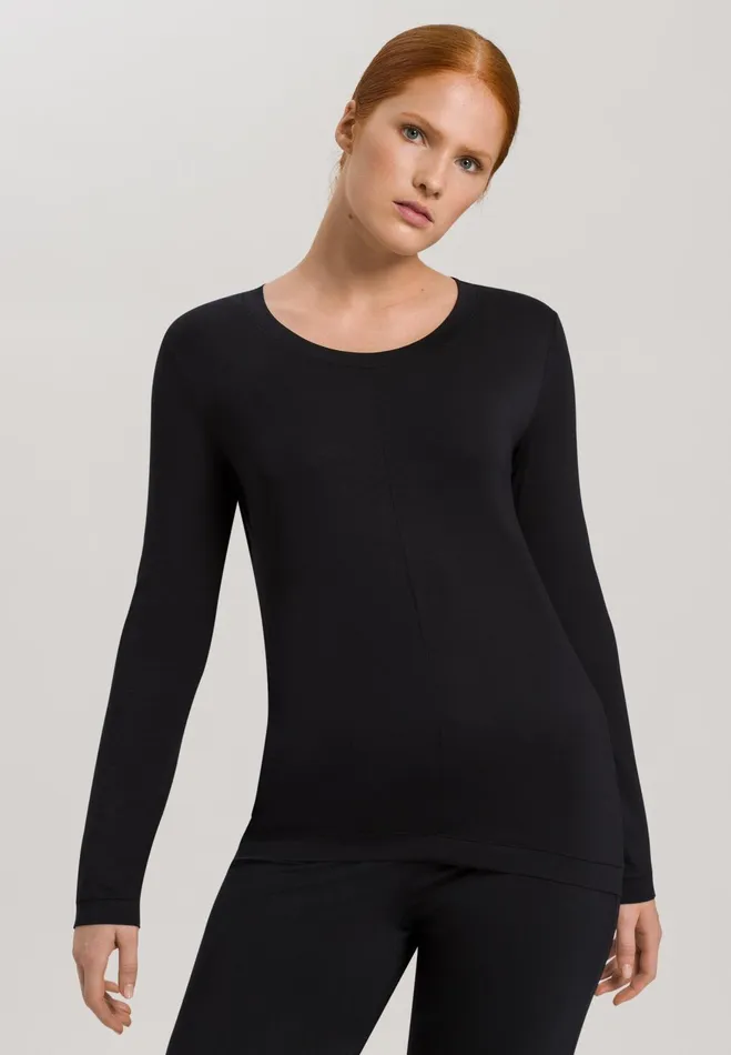Relaxed Scoop Neck Top Black Women HANRO Activewear