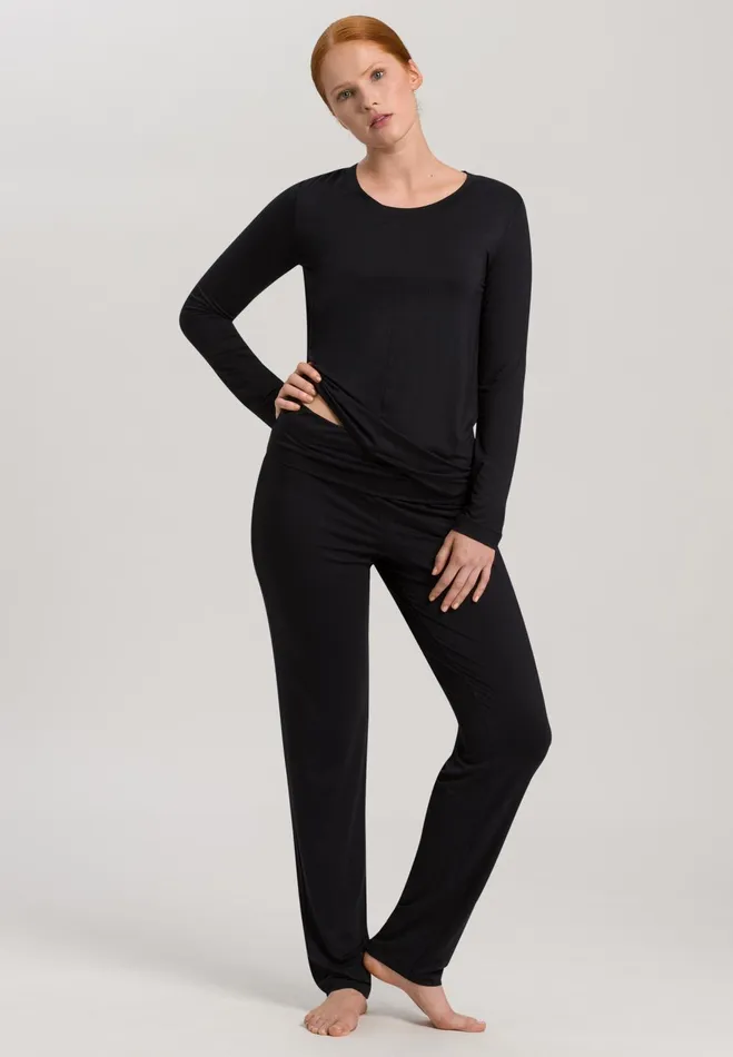 Relaxed Scoop Neck Top Black Women HANRO Activewear