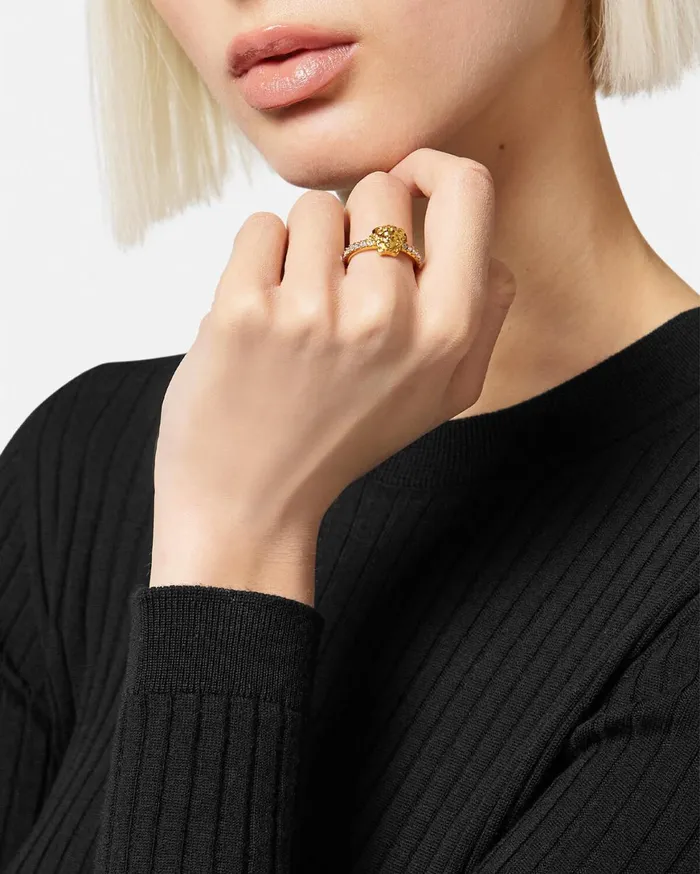Rings Women Versace Crystal La Medusa Ring Gold