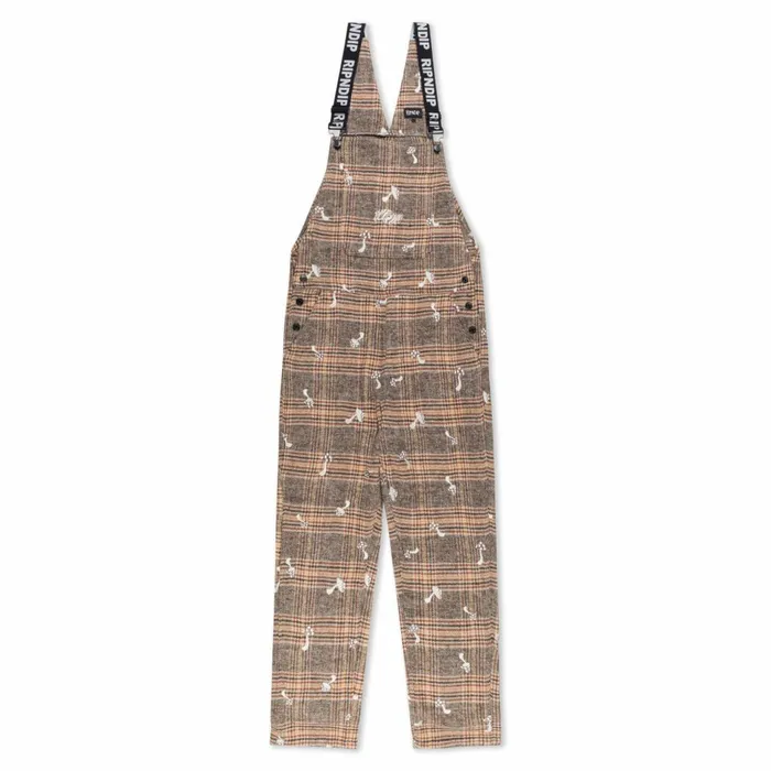 Ripndip Euphoria Plaid Overalls Brown Plaid Pants