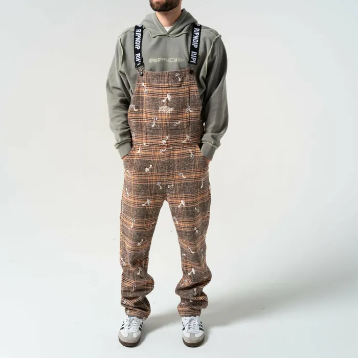 Ripndip Euphoria Plaid Overalls Brown Plaid Pants Ripndip Euphoria Plaid Overalls Brown Plaid Pants