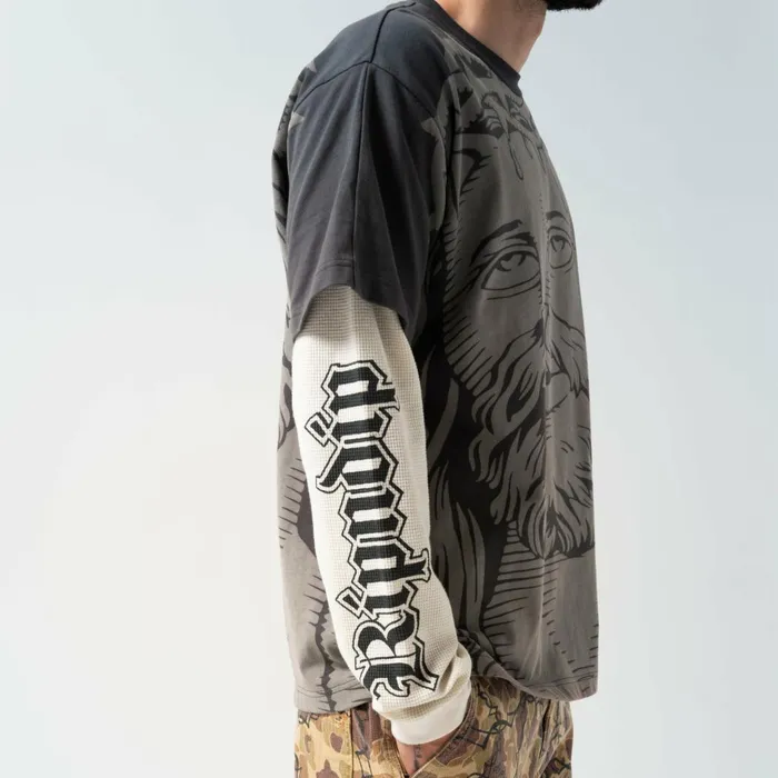 Ripndip Lord Savior Double Long Sleeve Tee Dark Charcoal Long Sleeve Tees