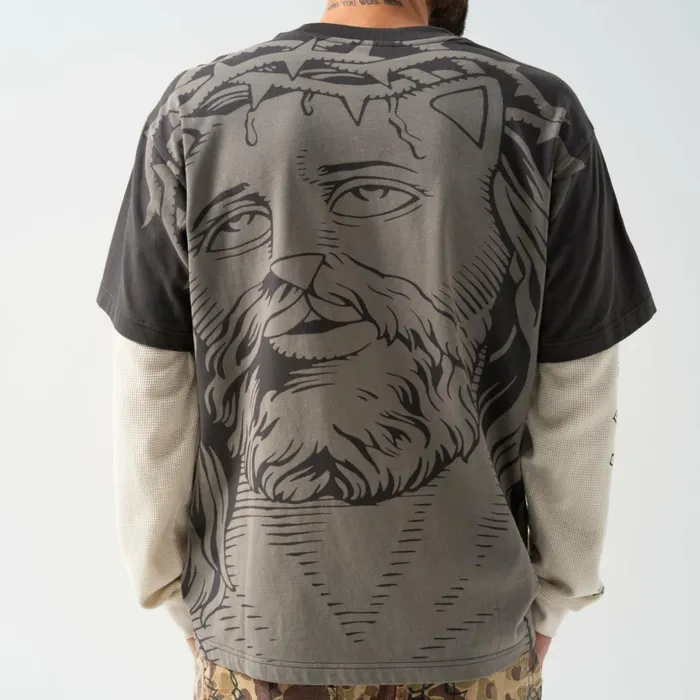 Ripndip Lord Savior Double Long Sleeve Tee Dark Charcoal Long Sleeve Tees