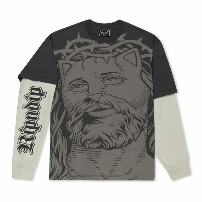 Ripndip Lord Savior Double Long Sleeve Tee Dark Charcoal Long Sleeve Tees