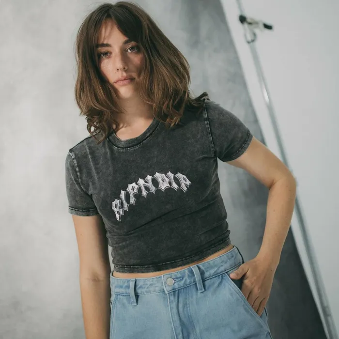 Ripndip Mother Nerm Cropped Baby Tee Black Wash Short Sleeve Tees Ripndip Mother Nerm Cropped Baby Tee Black Wash Short Sleeve Tees