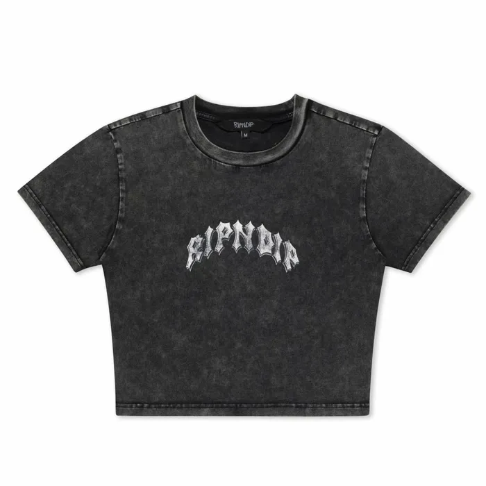 Ripndip Mother Nerm Cropped Baby Tee Black Wash Short Sleeve Tees Ripndip Mother Nerm Cropped Baby Tee Black Wash Short Sleeve Tees